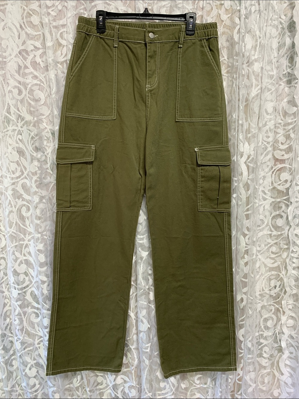 Women's Olive Cargo boot cut Pants